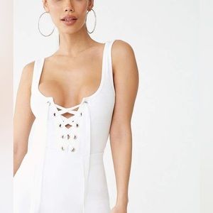 Forever 21 Sleeveless Tank White Lace Up Bodysuit